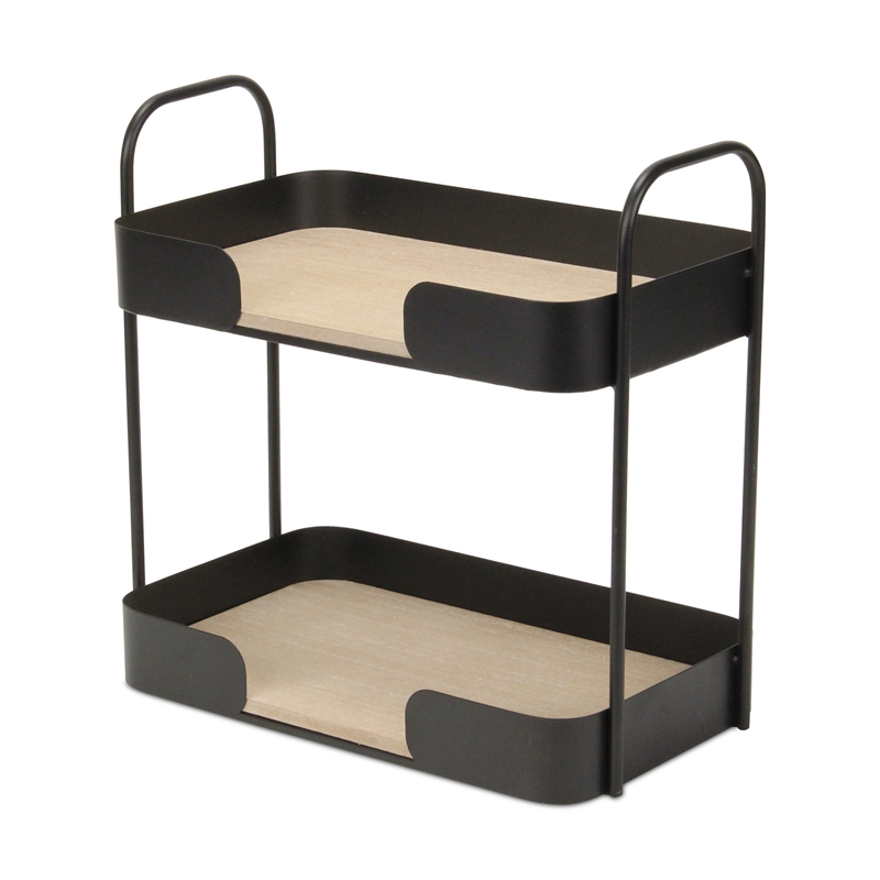 Quintelle Two Tier Wood & Metal Table Organizer