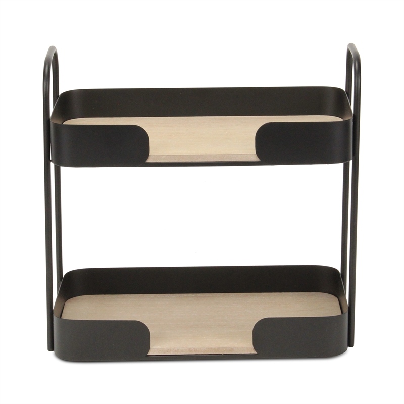 Quintelle Two Tier Wood & Metal Table Organizer