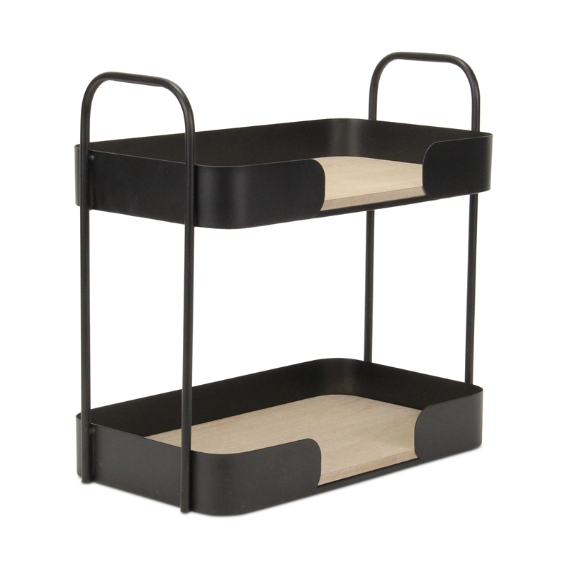 Quintelle Two Tier Wood & Metal Table Organizer