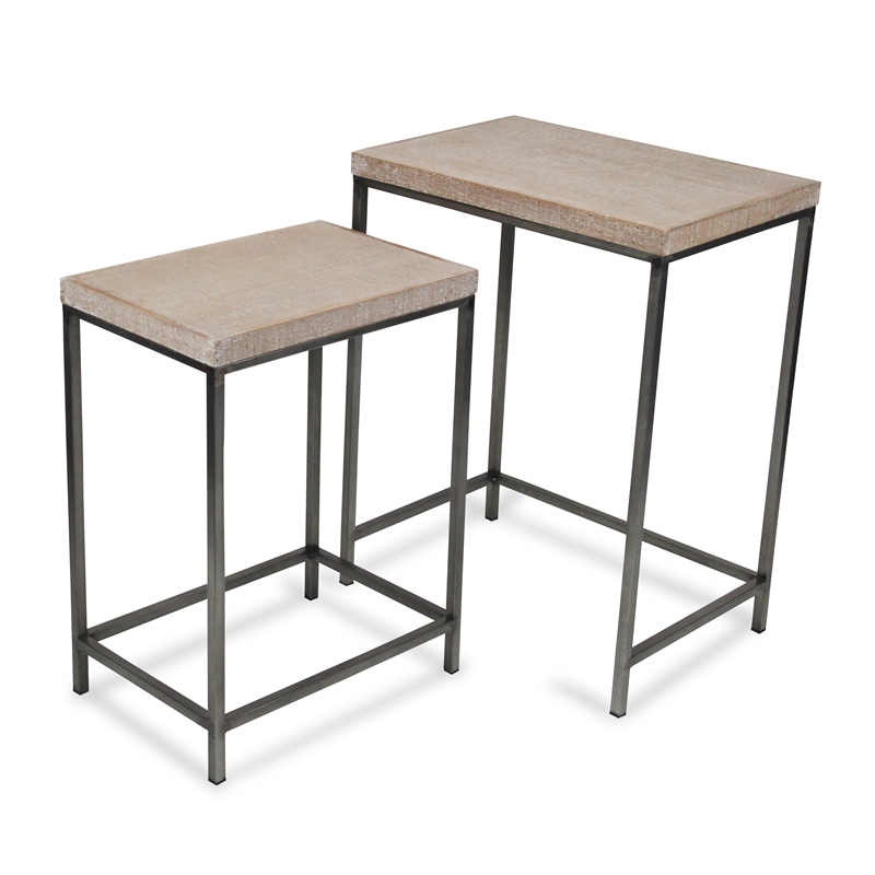 Cordelia Set of 2 White Washed Nesting Tables