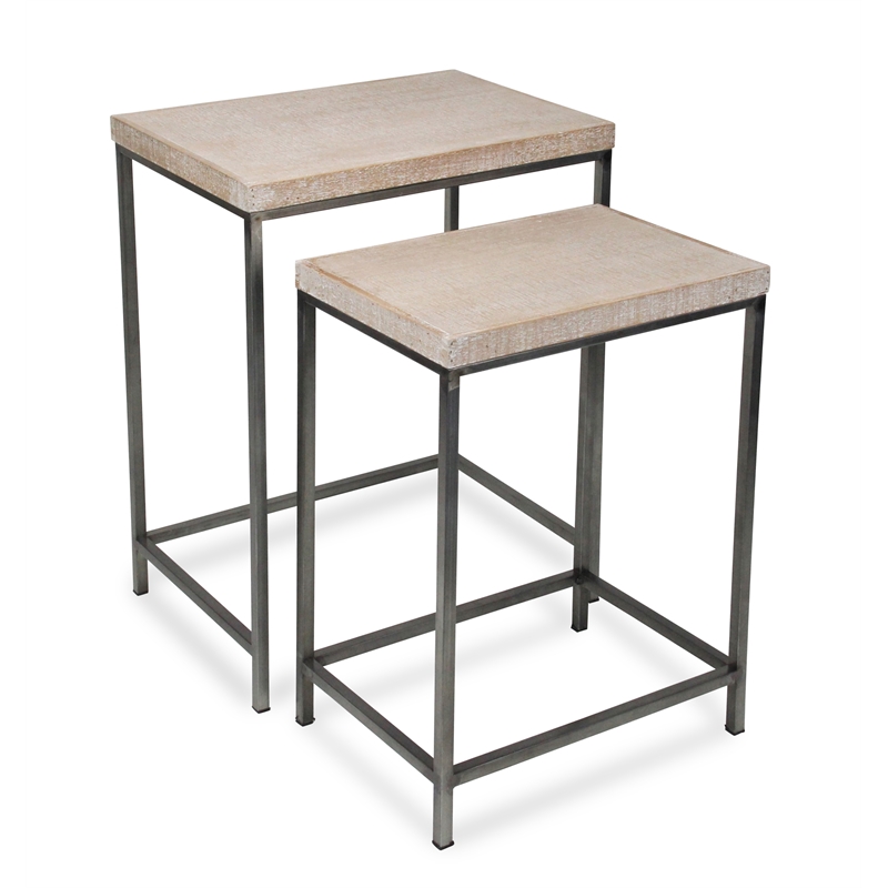 Cordelia Set of 2 White Washed Nesting Tables