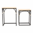 Claudette Set of 2 Rattan Accented Wood & Metal Rectangle Side Tables