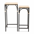 Claudette Set of 2 Rattan Accented Wood & Metal Square Side Tables