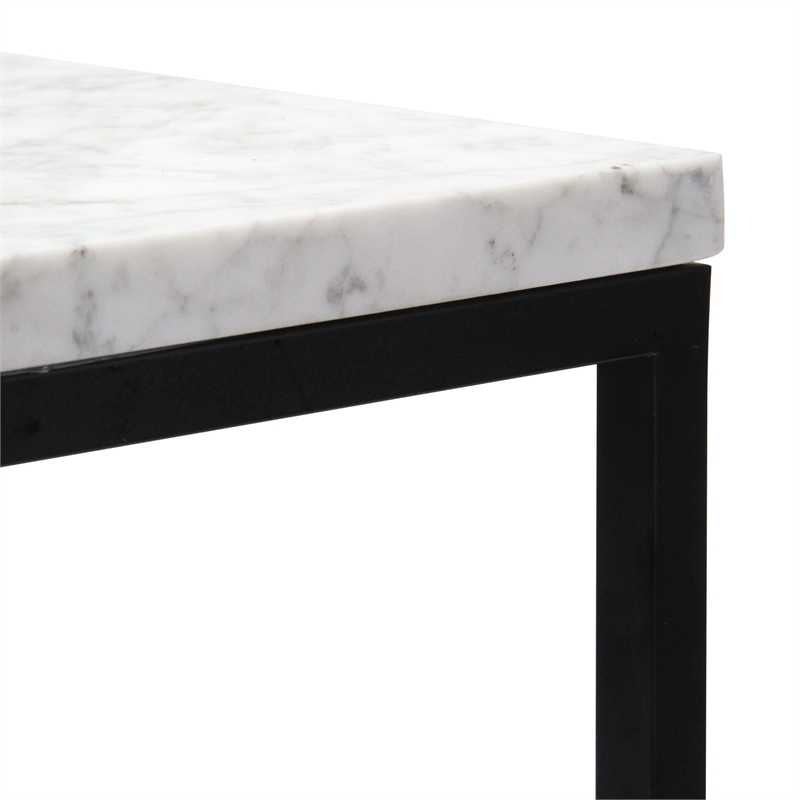 Sarrasseau Set of 2 White Marble Square Side Tables