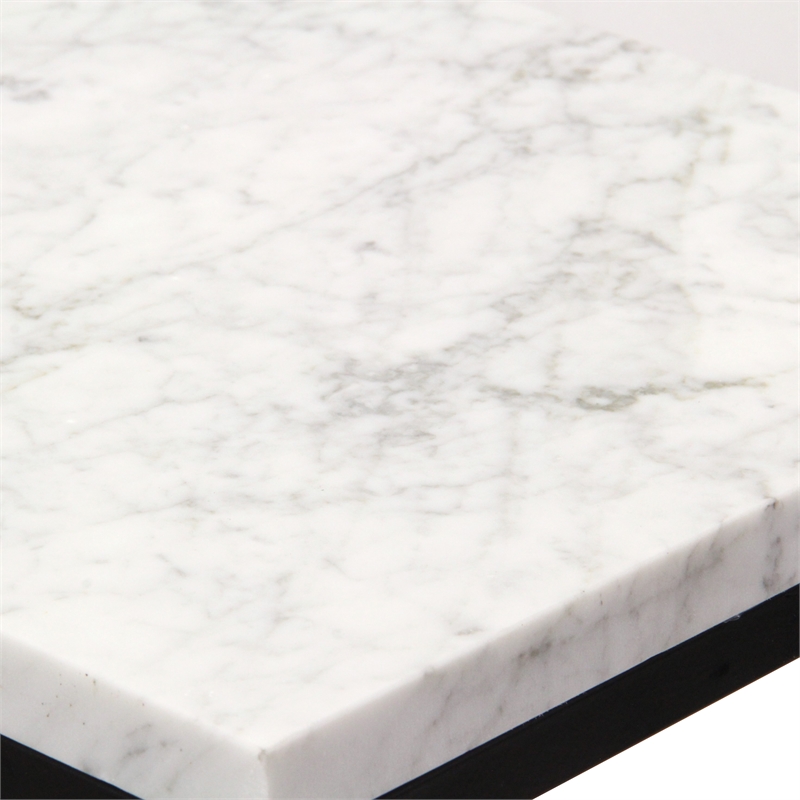 Sarrasseau Set of 2 White Marble Square Side Tables