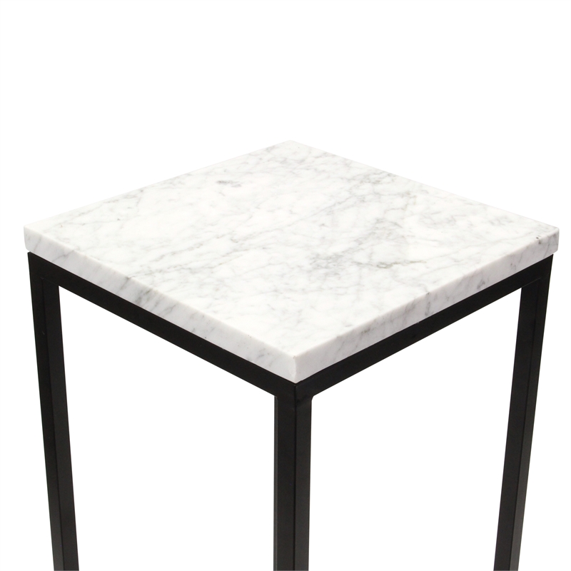 Sarrasseau Set of 2 White Marble Square Side Tables