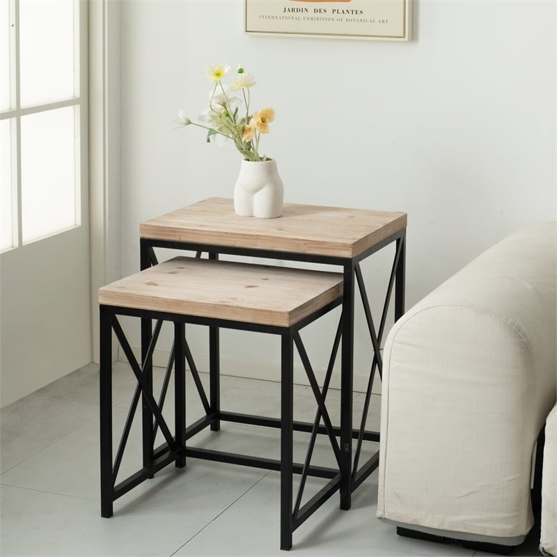 Briarcrest Set of 2 Wood & Metal Side Tables