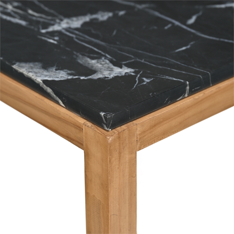 Virael Set of 2 Black Marble Topped Wood Tables