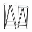 Aeriva Set of 2 Square Metal Modern Tables - Mirror Top - Black