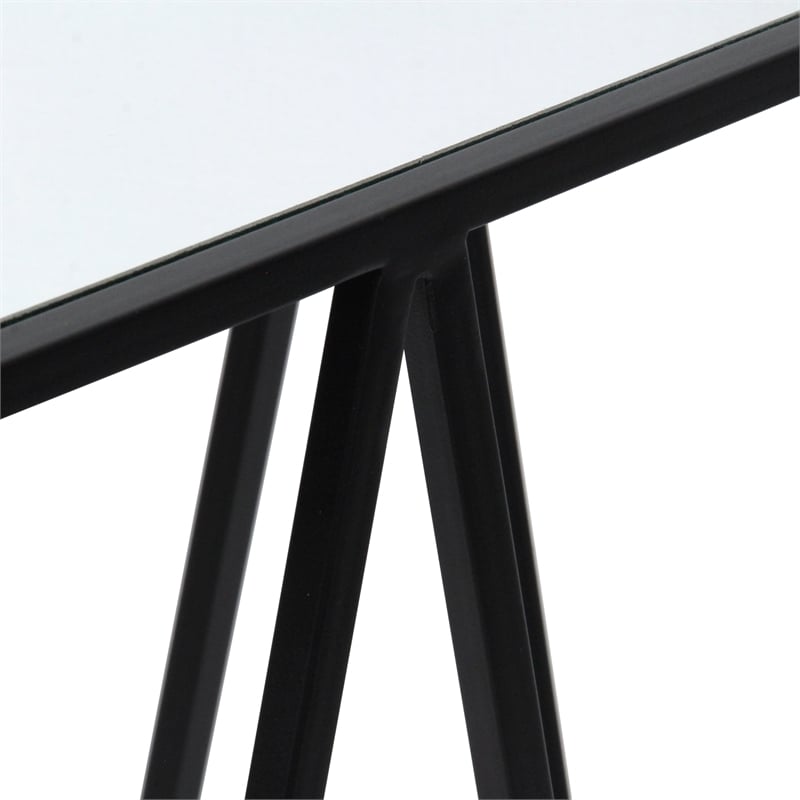 Aeriva Set of 2 Square Metal Modern Tables - Mirror Top - Black