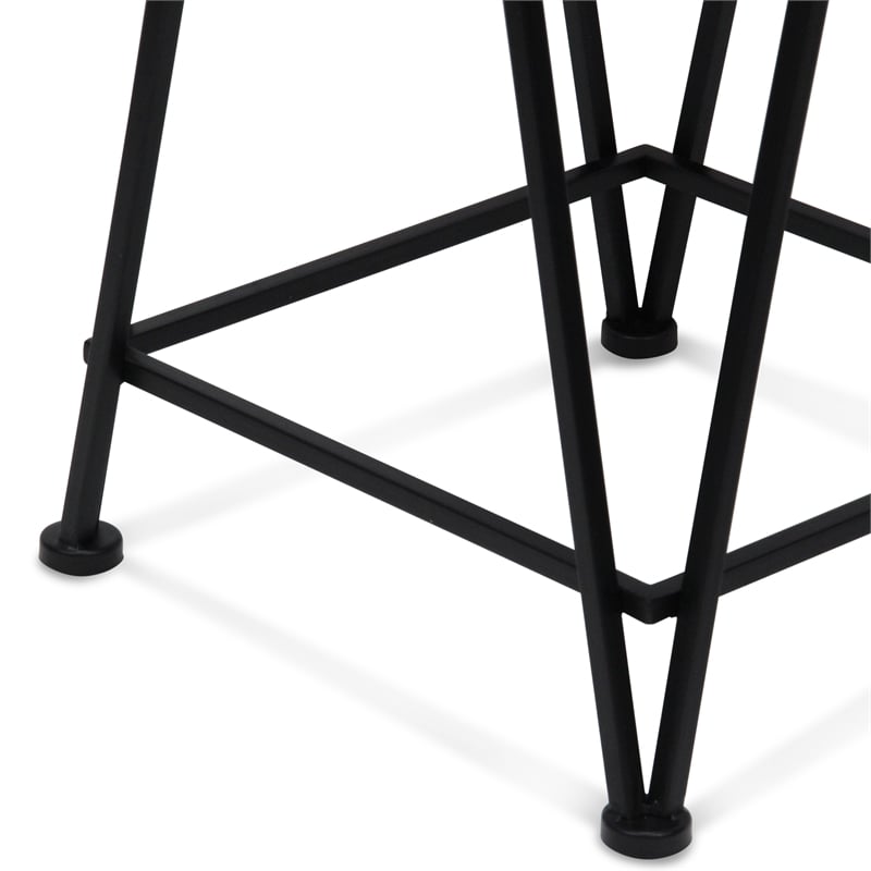 Aeriva Set of 2 Square Metal Modern Tables - Mirror Top - Black
