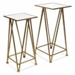 Aeriva Set of 2 Square Metal Modern Tables - Mirror Top - Gold