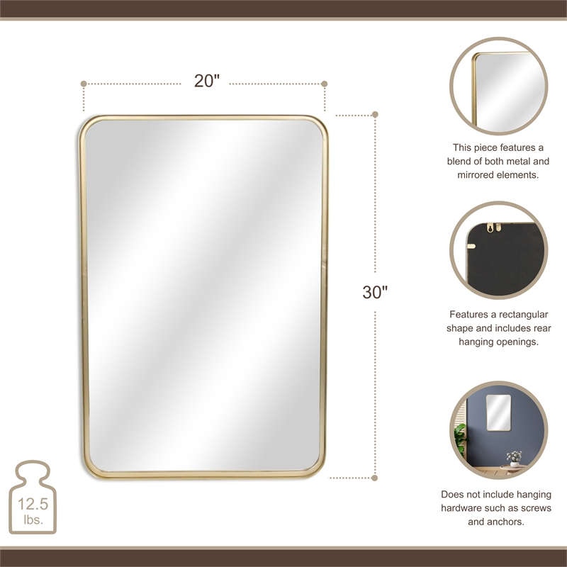 Nuvelle Gold Metal Curved Rectangular Wall Mirror