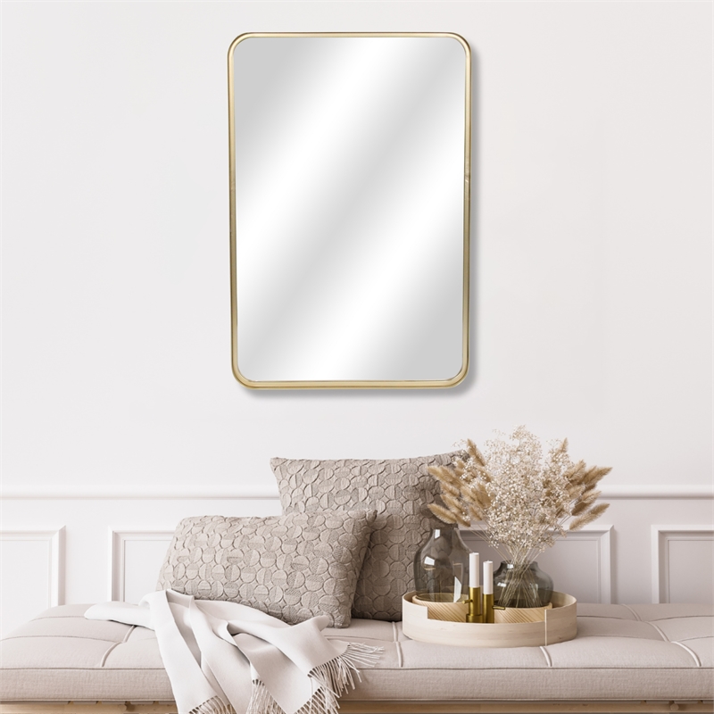 Nuvelle Gold Metal Curved Rectangular Wall Mirror