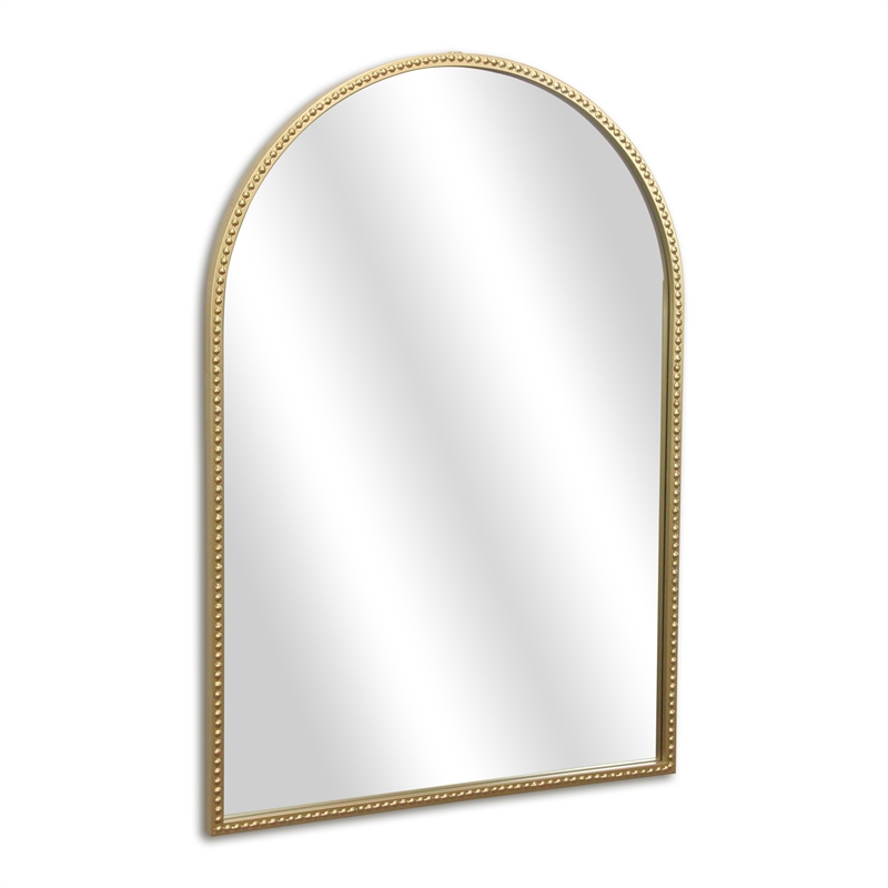 Nuvelle Curve Top Gold Metal Framed Wall Mirror - Studded -