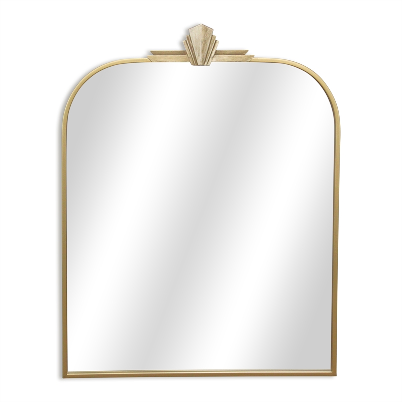Nuvelle Artdeco Themed Gold Metal Wall Mirror