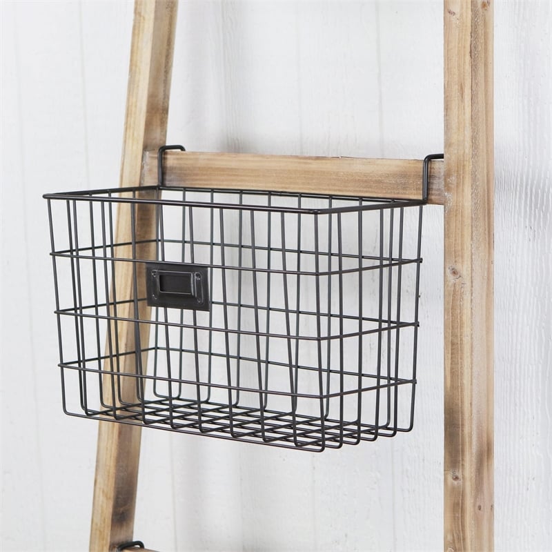 Saffon Wood Storage Ladder 4 Basket Tiers
