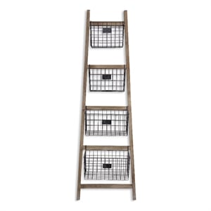 Saffon Wood Storage Ladder 4 Basket Tiers