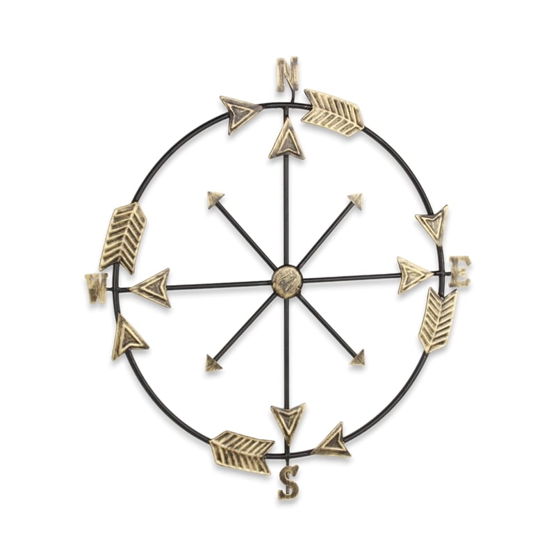 Elara Gold and Gray Metal Wall Compass