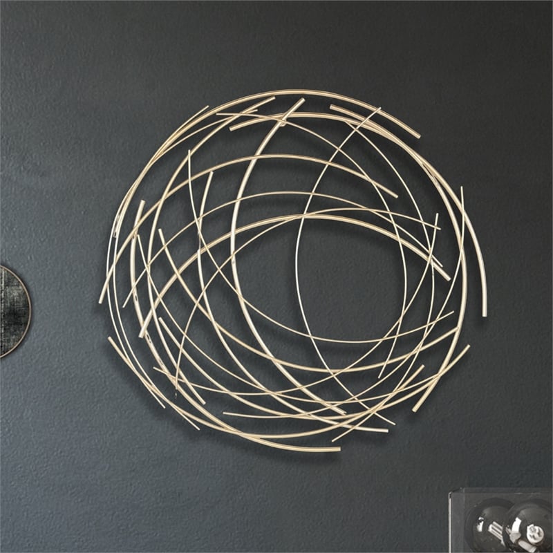 Denine Large Abstract Round Wall Art - Gold