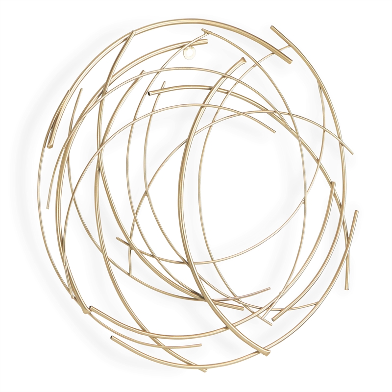 Denine Small Abstract Round Wall Art - Gold