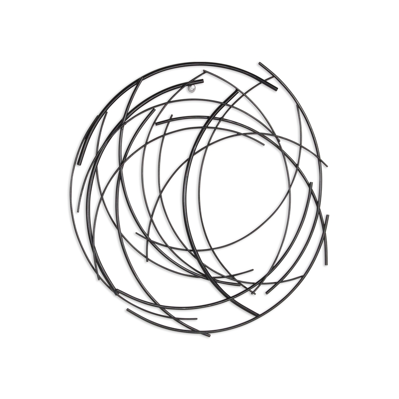 Denine Small Abstract Round Wall Art - Black