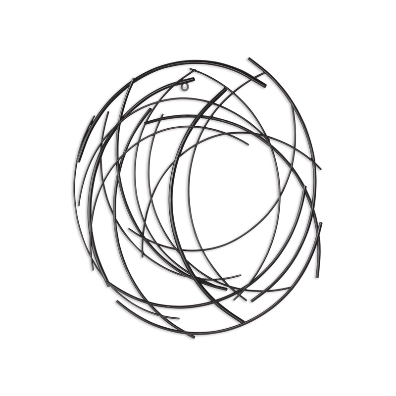 Denine Small Abstract Round Wall Art - Black