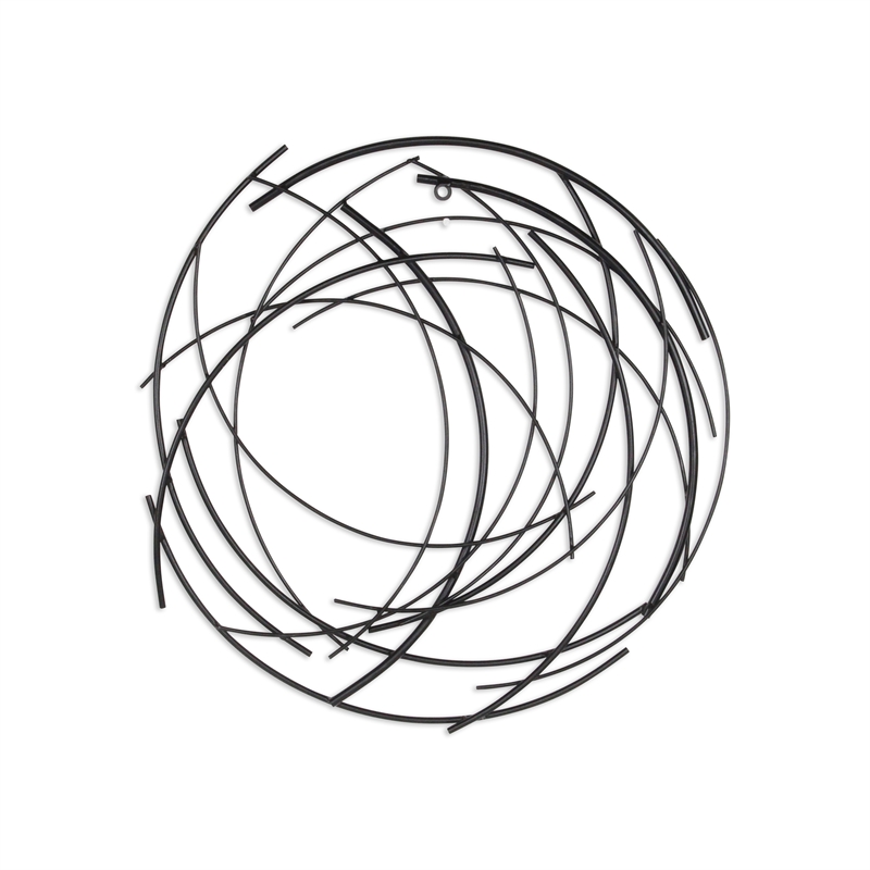 Denine Small Abstract Round Wall Art - Black