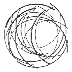 Denine Small Abstract Round Wall Art - Black