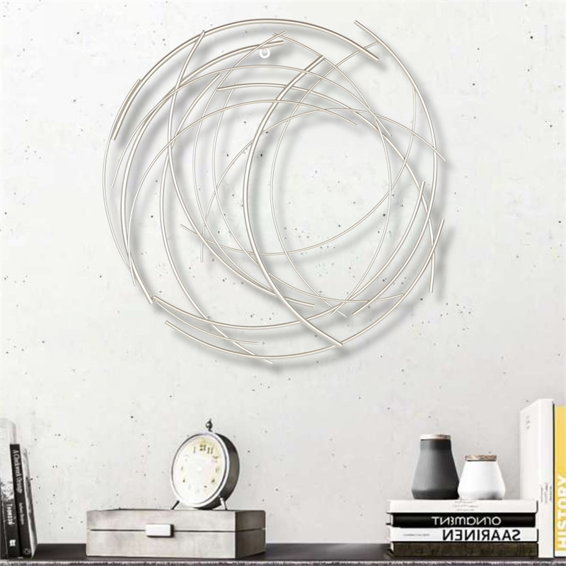 Denine Small Abstract Round Wall Art - Silver