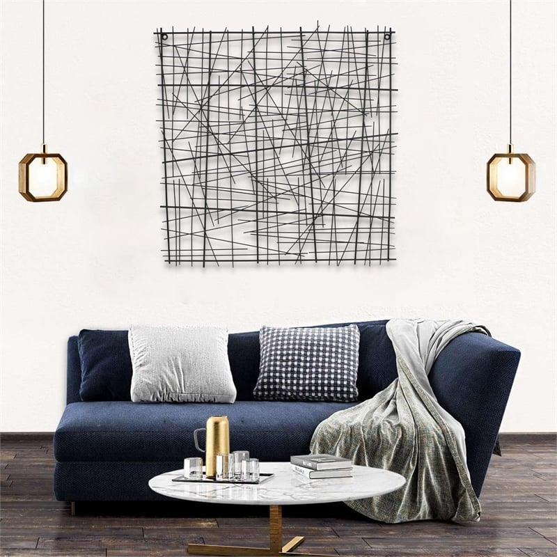 Sylvan Black Square Abstract Wall Art - Large