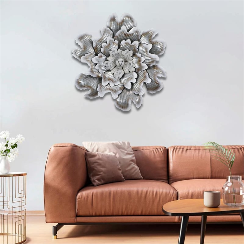 Varinnia Galvanized Metal Peony Style Wall Decor