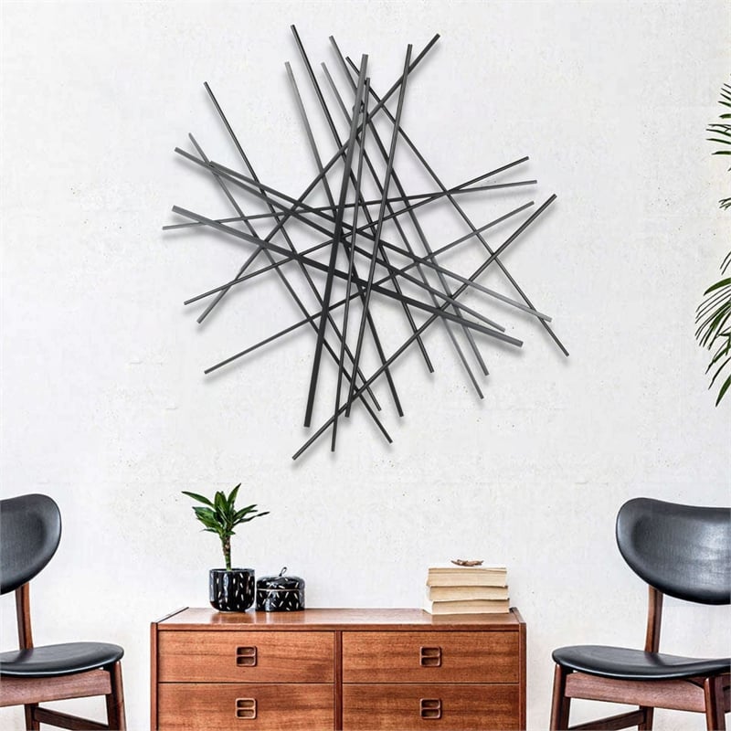 Avalon Large Abstract Wall Decor - Black