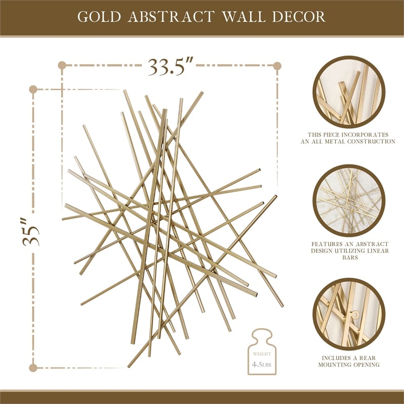 Avalon Large Abstract Wall Decor - Gold