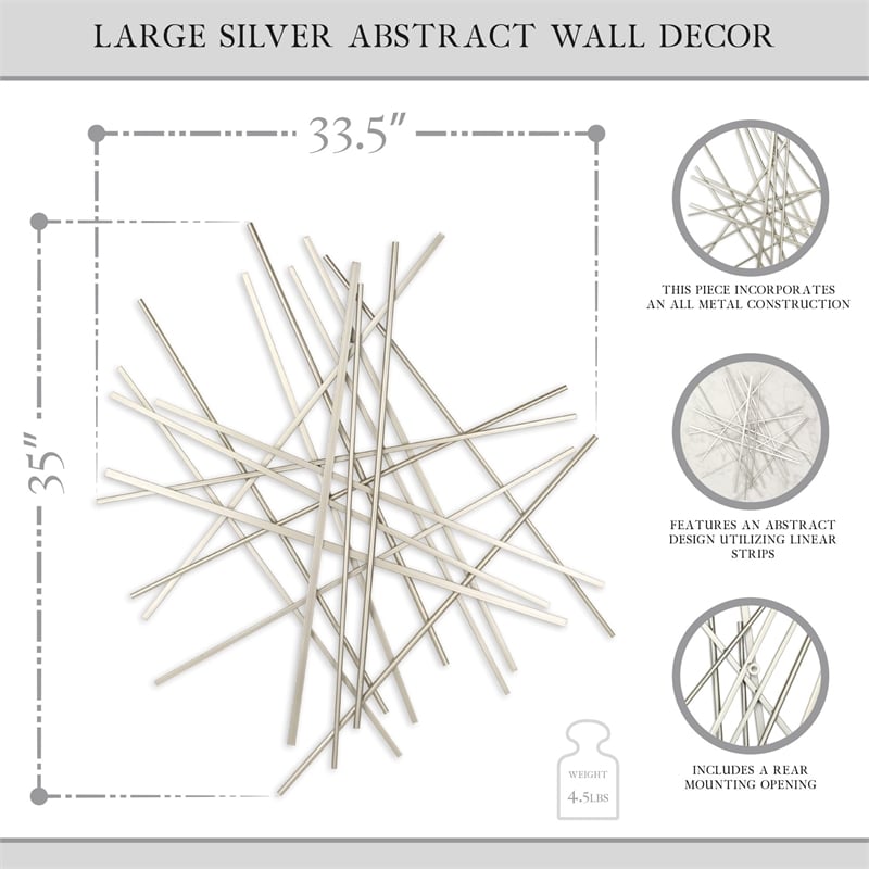Avalon Large Abstract Wall Decor - Silver