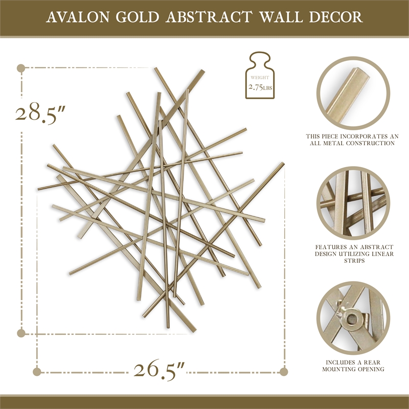 Avalon Small Abstract Wall Decor - Gold