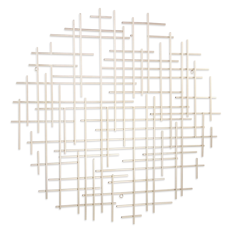 Iquara Large Round Metal Wall Art - Silver
