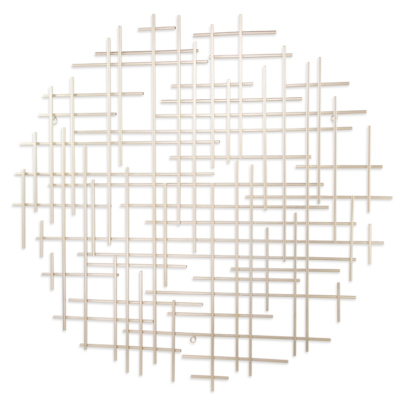 Iquara Large Round Metal Wall Art - Silver