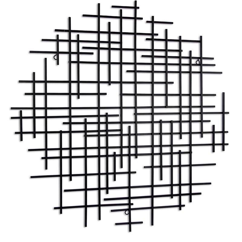 Iquara Small Round Metal Wall Art - Black