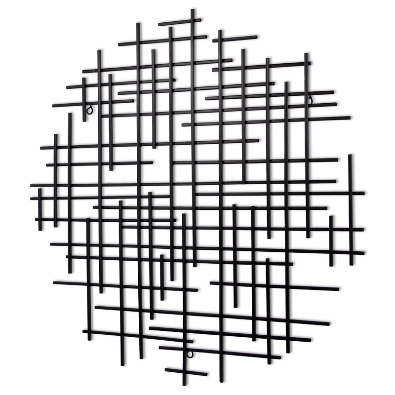 Iquara Small Round Metal Wall Art - Black