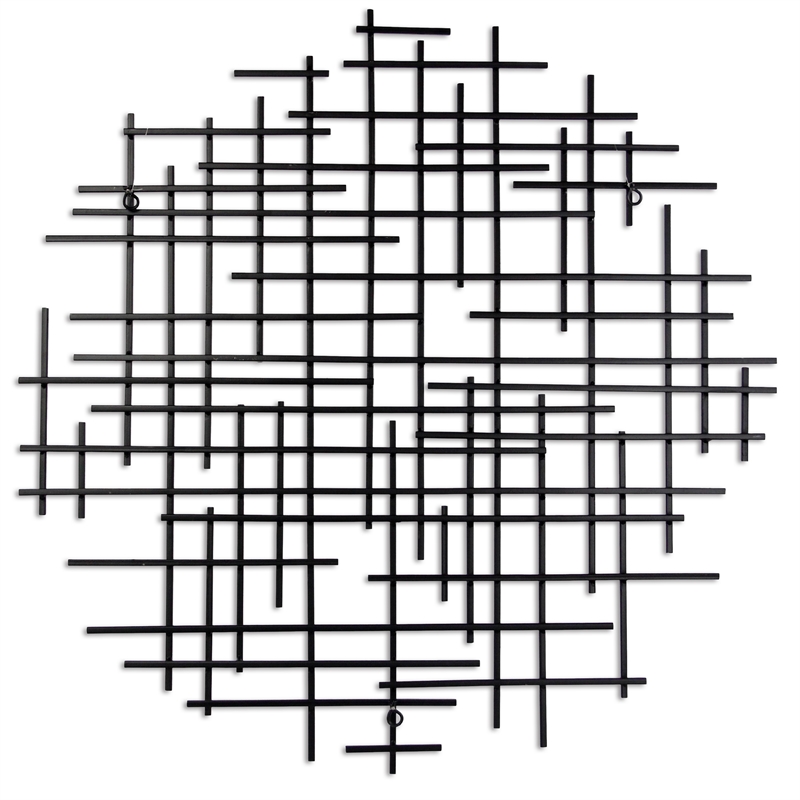 Iquara Small Round Metal Wall Art - Black