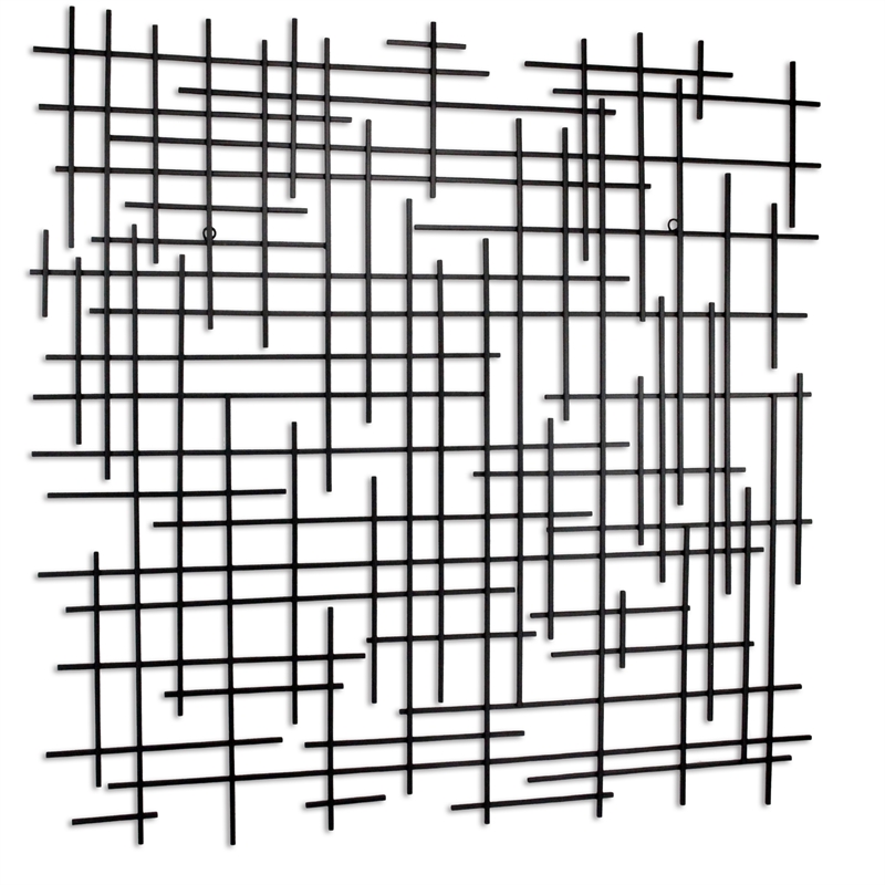 Iquara Large Square Metal Wall Art - Black