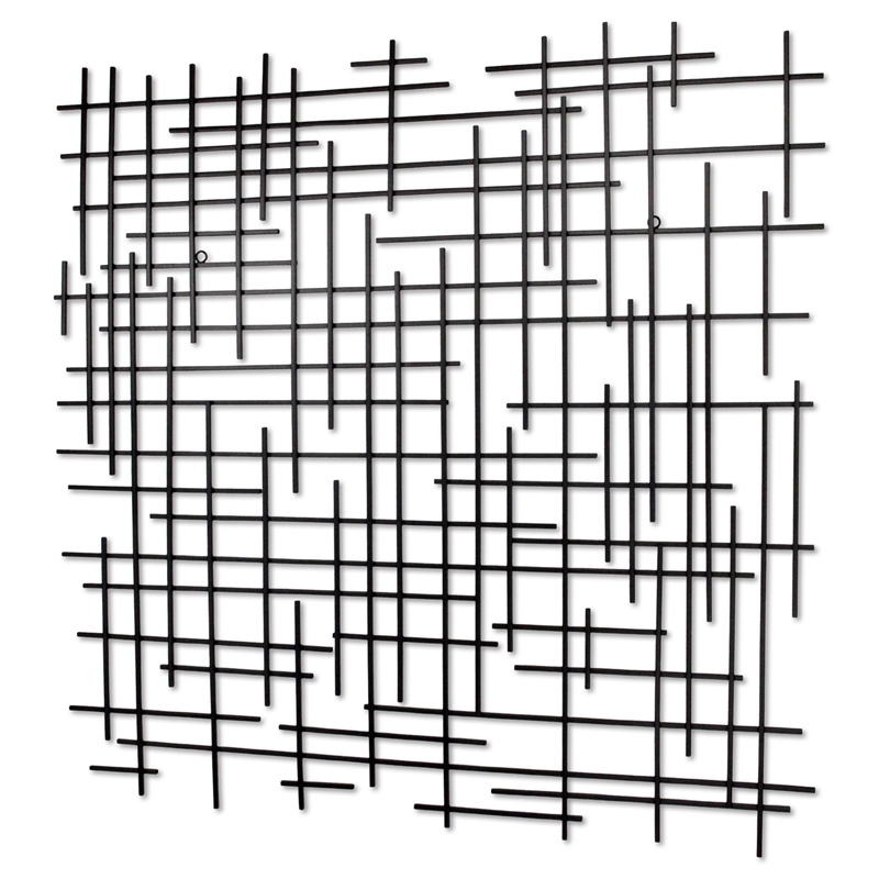 Iquara Large Square Metal Wall Art - Black