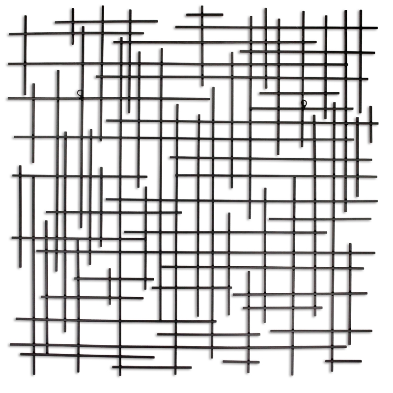 Iquara Large Square Metal Wall Art - Black