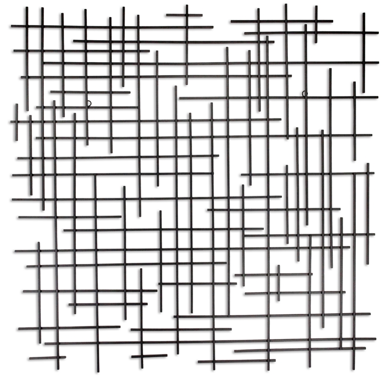 Iquara Large Square Metal Wall Art - Black