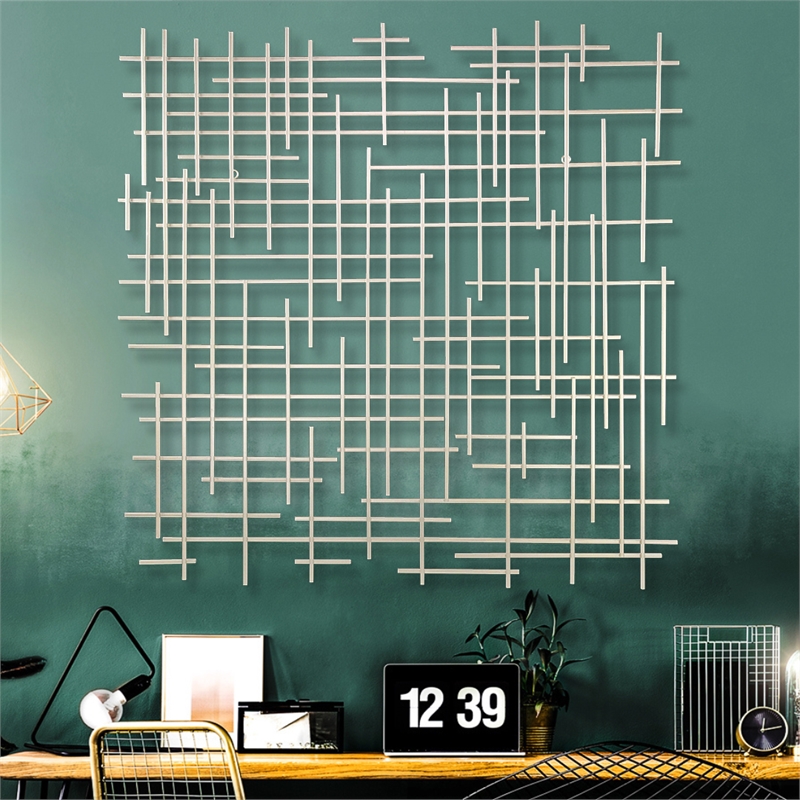 Iquara Large Square Metal Wall Art - Silver