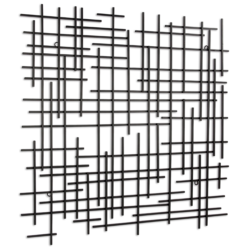 Iquara Small Square Metal Wall Art - Black