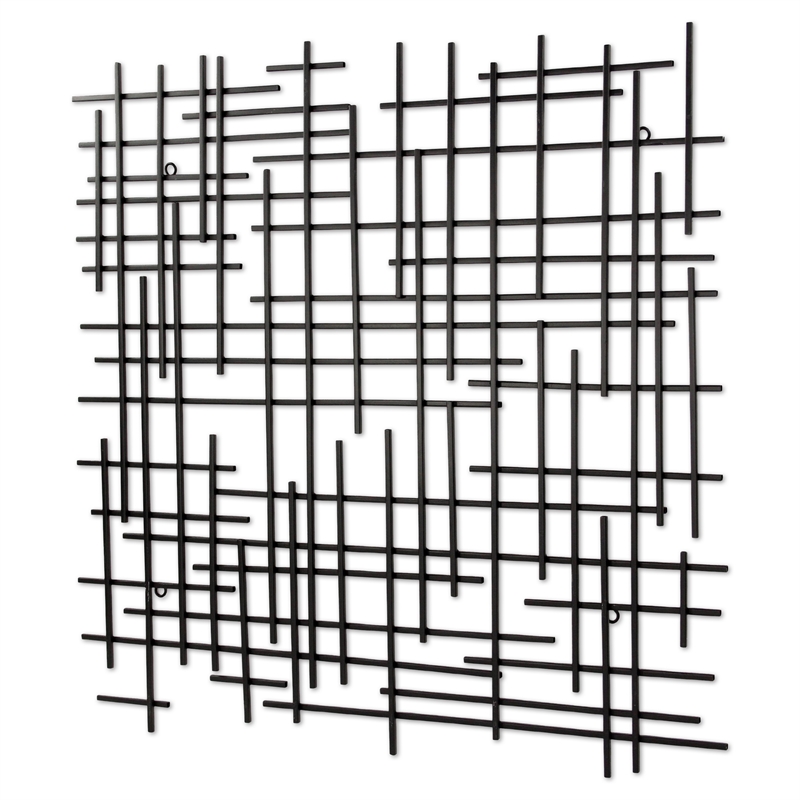 Iquara Small Square Metal Wall Art - Black