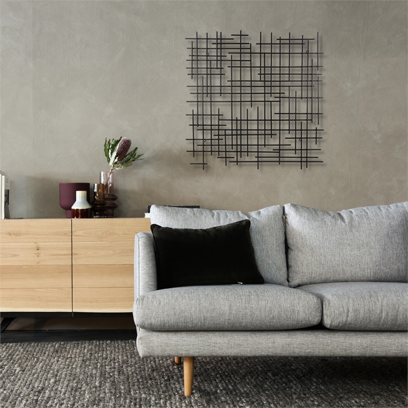 Iquara Small Square Metal Wall Art - Black