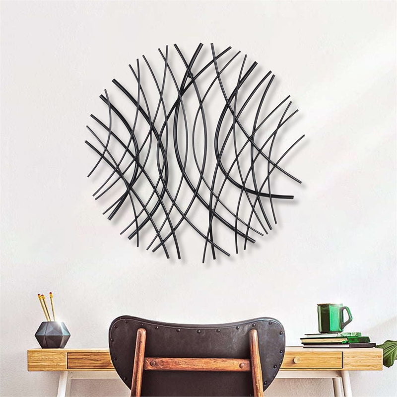 Eleni Large Abstract Wall Decor - Black